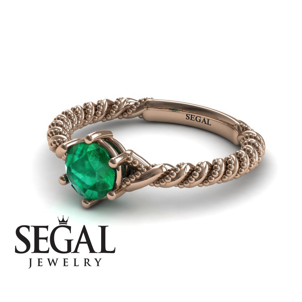 The Braid Ring Green Emerald Wedding Rings - Round Cut - Keira no. 5