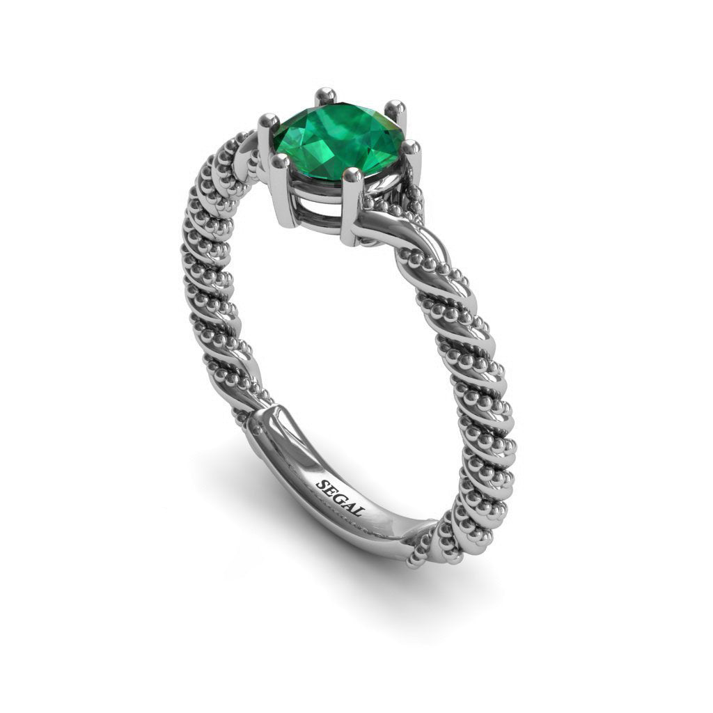The Braid Ring Green Genuine Emerald Ring- Keira no. 6