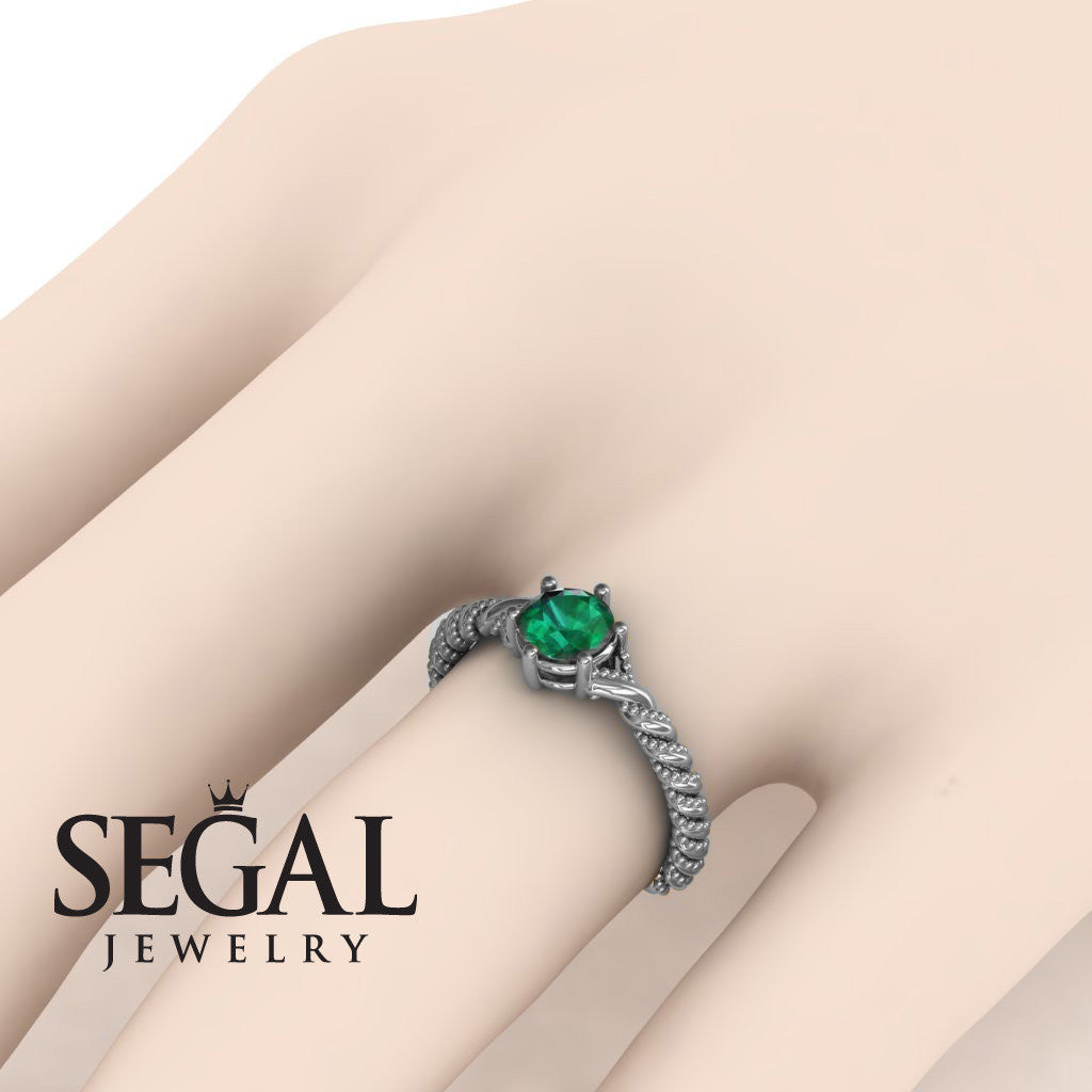 The Braid Ring Green Genuine Emerald Ring- Keira no. 6