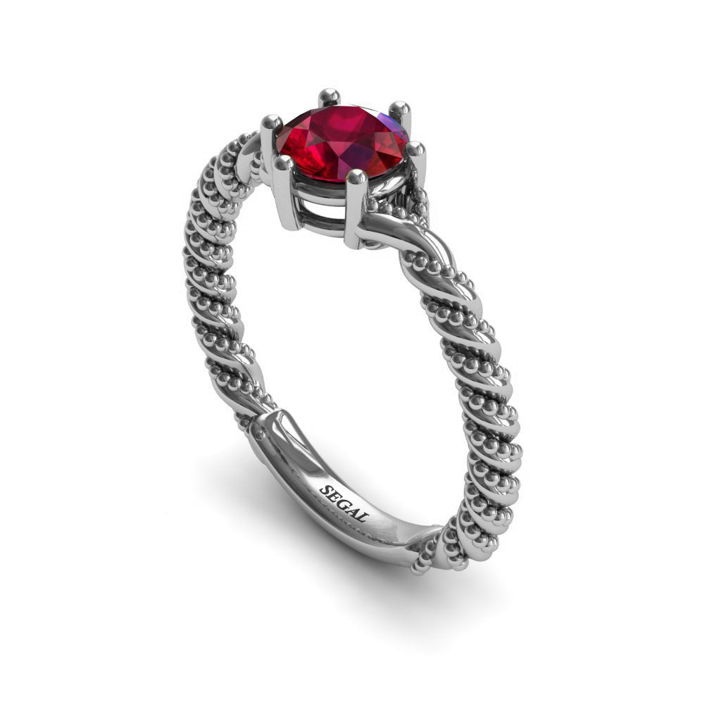 The Braid Ring Ruby Ring- 14K White Gold - Keira no. 9