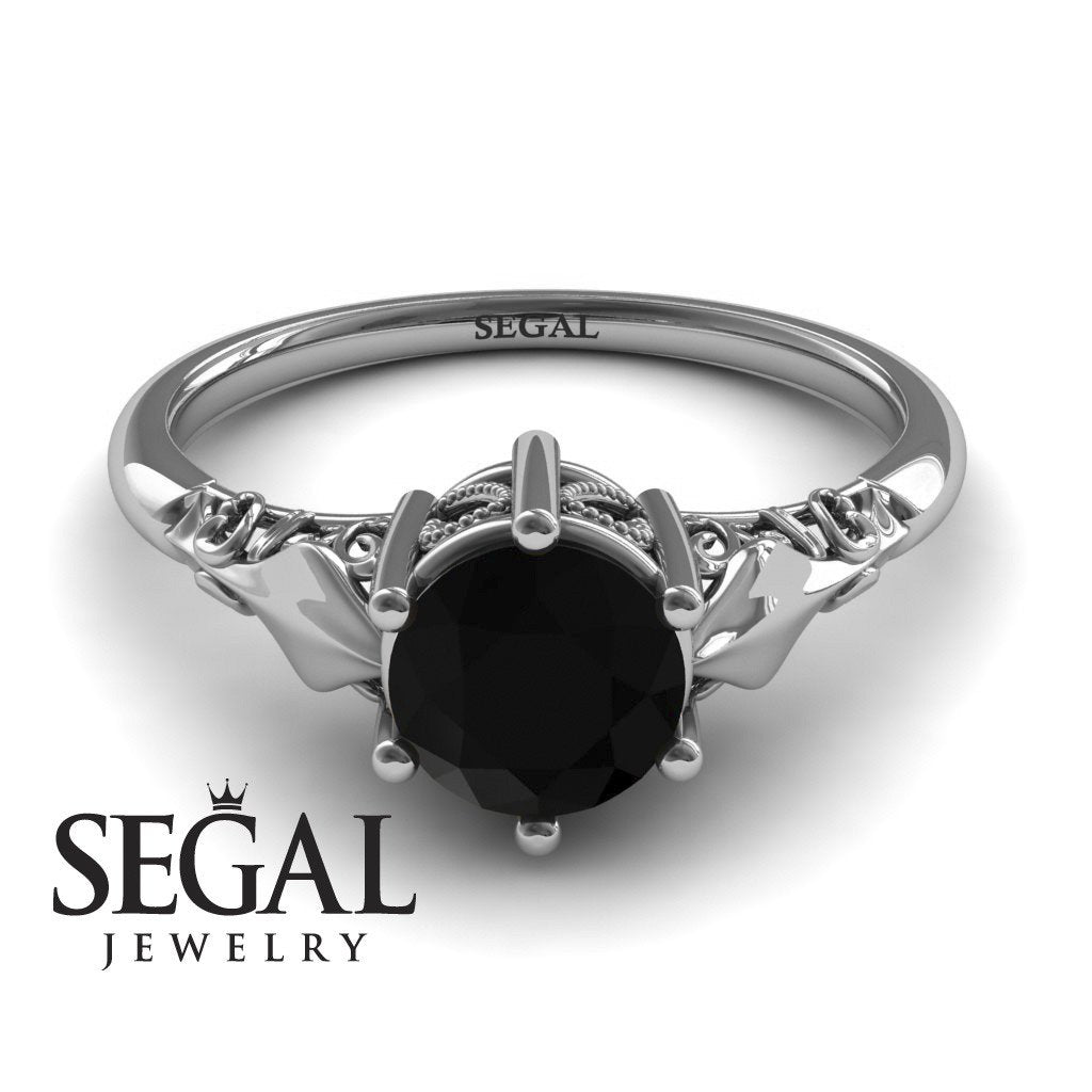 Art deco Leaves Structure Black Diamond Ring- Reagan no. 12