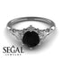 Art deco Leaves Structure Black Diamond Ring- Reagan no. 12