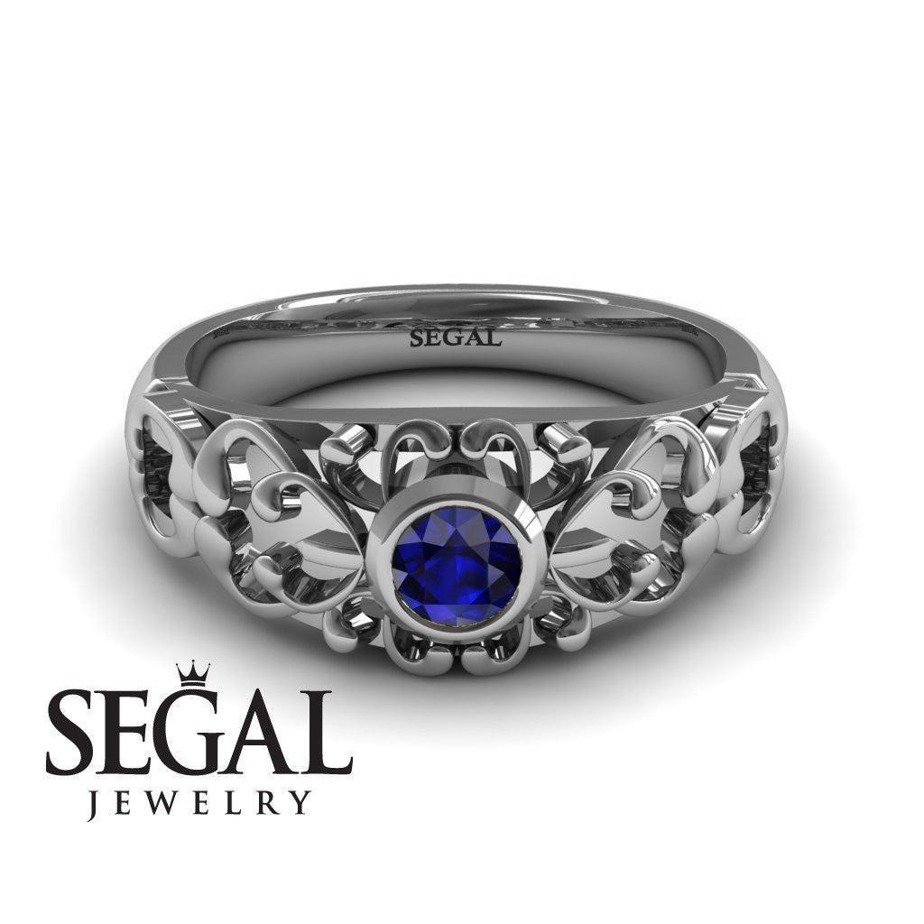 Custom The Ancient Ring Blue Sapphire Ring 18K White Gold - Makayla no. 15