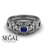 Custom The Ancient Ring Blue Sapphire Ring 18K White Gold - Makayla no. 15