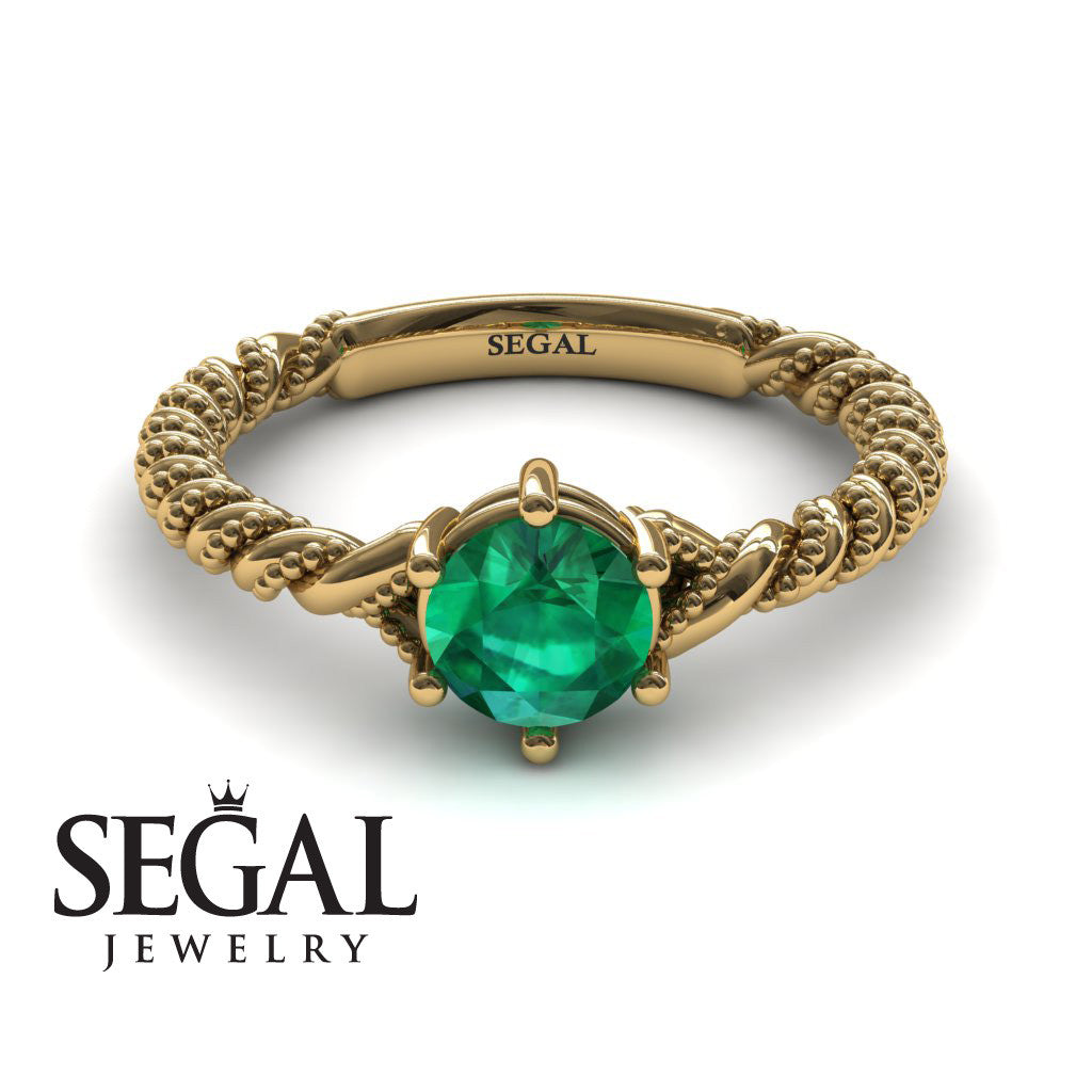 The Braid Ring Green Emerald Ring- Keira no. 4