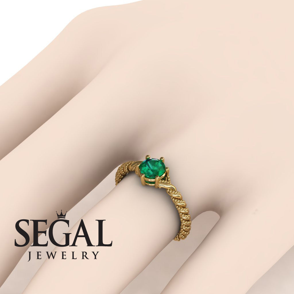 The Braid Ring Green Emerald Ring- Keira no. 4