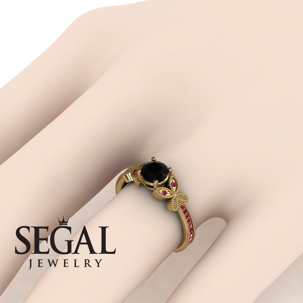 The Butterfly Stairs Black Diamond Ring- Amelia no. 4