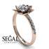 Lotus Bridal Rose Gold Flower Diamond Engagement Ring - 0.5 Carat Round Cut - Lotus no. 2