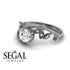 Semi Mount Leaf Relief Diamond Ring - 18k white gold Flower Engagement Ring - Audrey no. 30