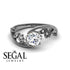 Semi Mount Leaf Relief Diamond Ring - 18k white gold Flower Engagement Ring - Audrey no. 30