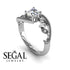 Semi Mount Leaf Relief Diamond Ring - 18k white gold Flower Engagement Ring - Audrey no. 30