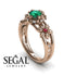 Bridal Set Flower and Leafs Powerhouse Ring Green Emerald Ring- Mackenzie no. 11