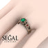 Bridal Set Flower and Leafs Powerhouse Ring Green Emerald Ring- Mackenzie no. 11