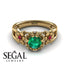 Adam's Flower and Leafs Powerhouse Ring Green Emerald Ring- Mackenzie no. 100