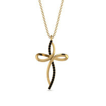 Unique Black Diamond Swirling Cross Necklace - Arthur No. 7 image 1