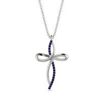 Unique Sapphire Swirling Cross Necklace - Arthur No. 15 image 1