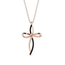 Unique Black Diamond Swirling Cross Necklace - Arthur No. 8 image 1
