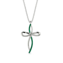Unique Emerald Swirling Cross Necklace - Arthur No. 6 image 1