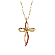 Unique Ruby Swirling Cross Necklace - Arthur No. 10 image 1