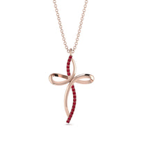Unique Ruby Swirling Cross Necklace - Arthur No. 11 image 1