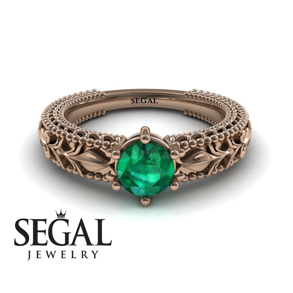 The Victorian Leafs Engagement ring Green Emerald Ring for Women- Kylie no. 8