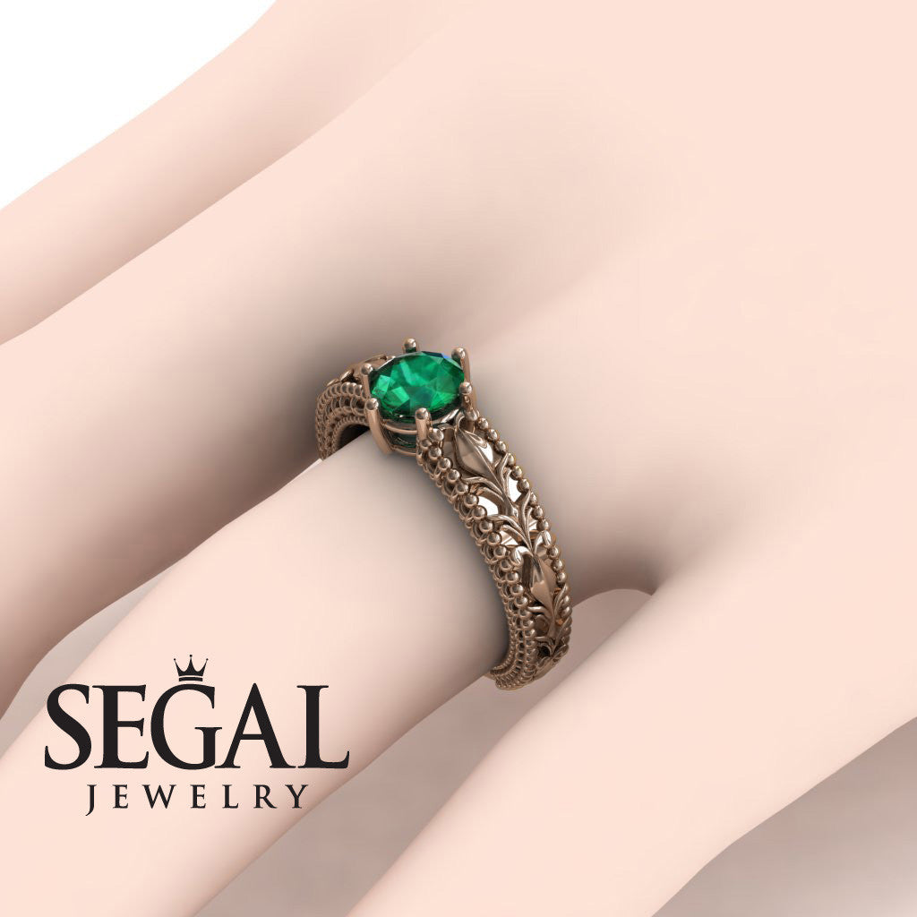 The Victorian Leafs Engagement ring Green Emerald Ring for Women- Kylie no. 8