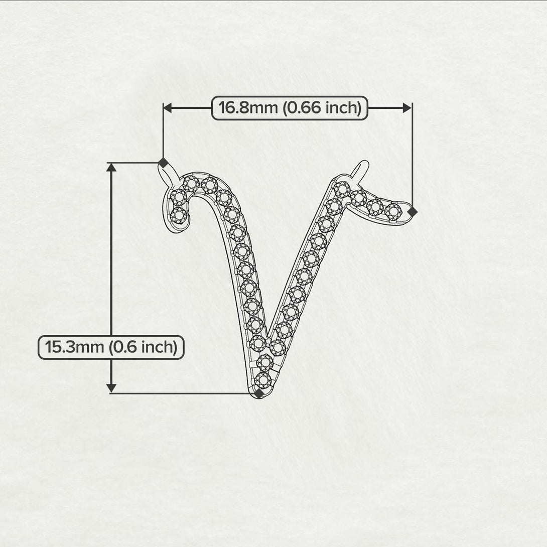 Diamond Gold Letter Necklace - V