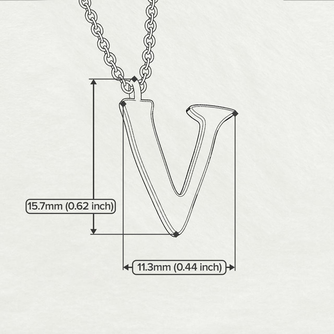 V - Letter Name Necklace Initial Necklace
