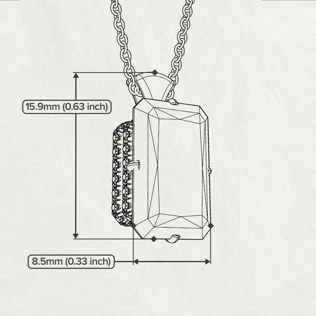 Hidden Halo Emerald Cut Sapphire Necklace - Vanessa No. 75