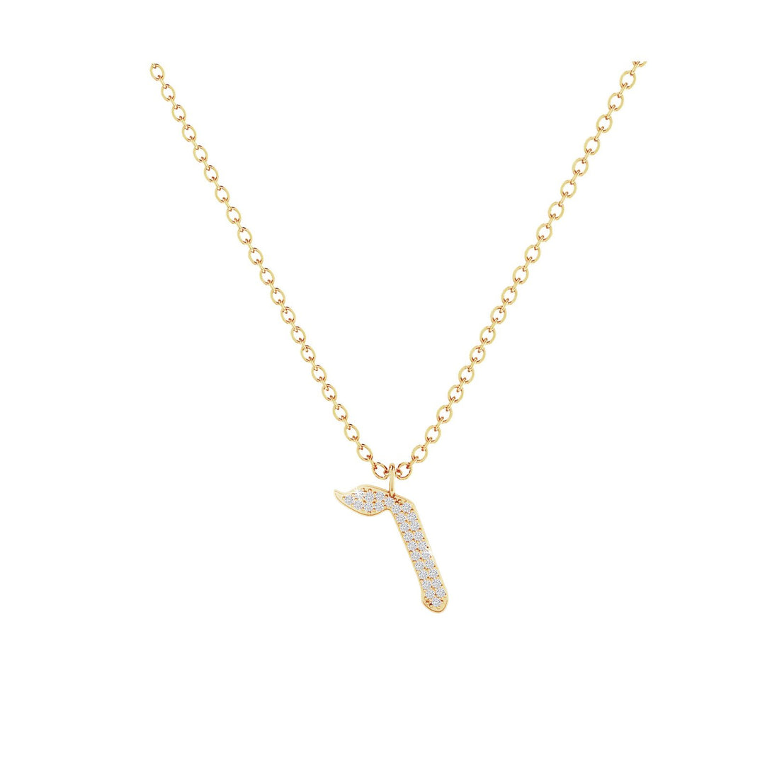 Vav - Hebrew Alef-Bet letter diamond Necklace - V letter