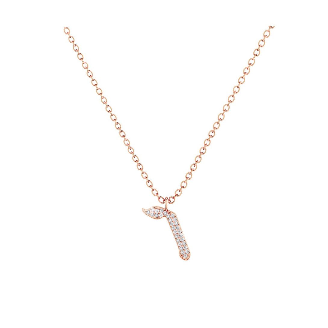 Vav - Hebrew Alef-Bet letter diamond Necklace - V letter