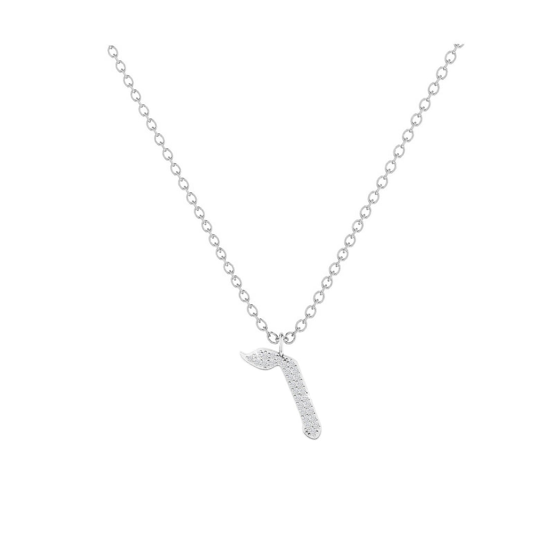 Vav - Hebrew Alef-Bet letter diamond Necklace - V letter