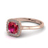 Vintage Classic Halo Cushion Ruby Ring - Skylar No. 11