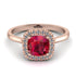 Vintage Classic Halo Cushion Ruby Ring - Skylar No. 11
