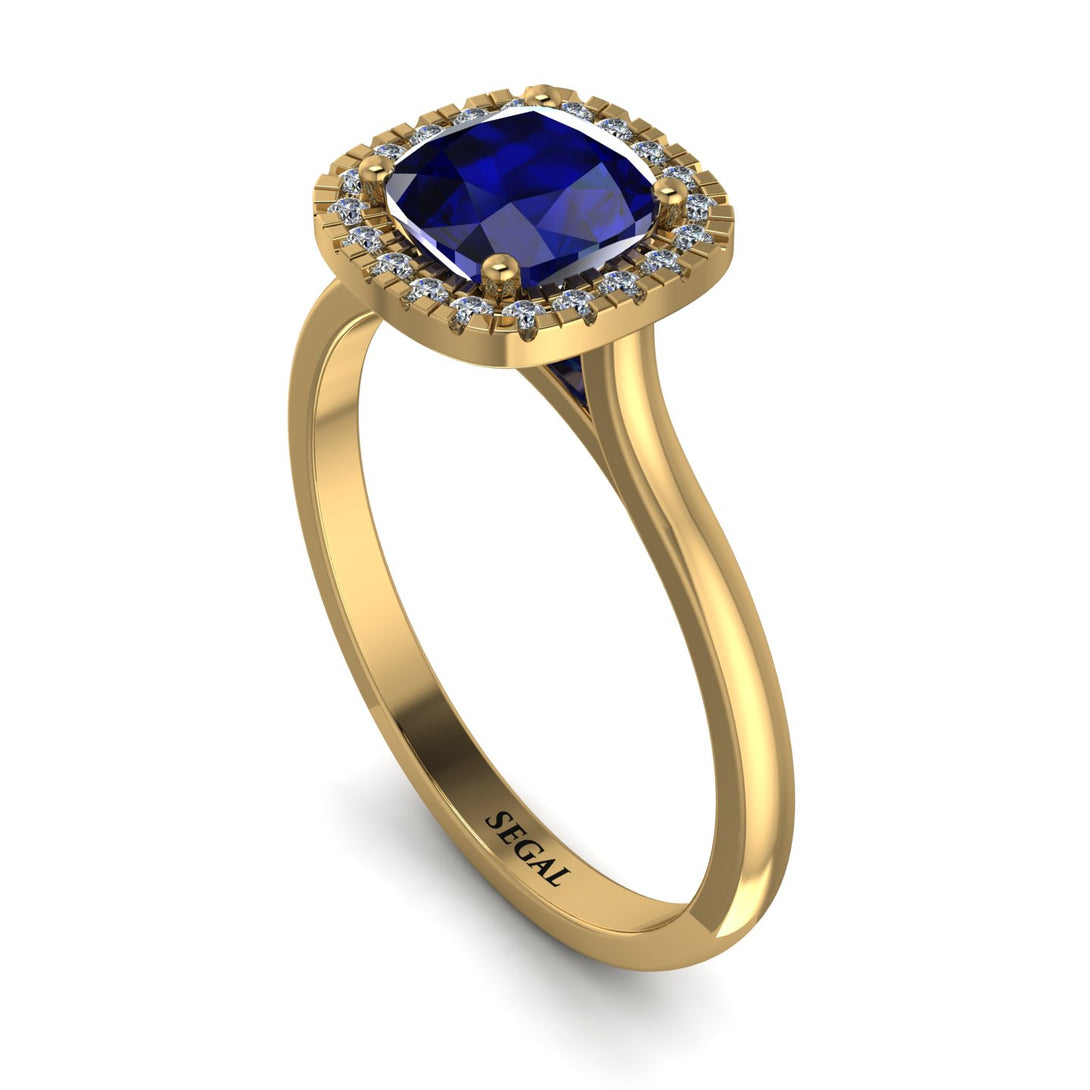Vintage Classic Halo Cushion Sapphire Ring - Skylar No. 13