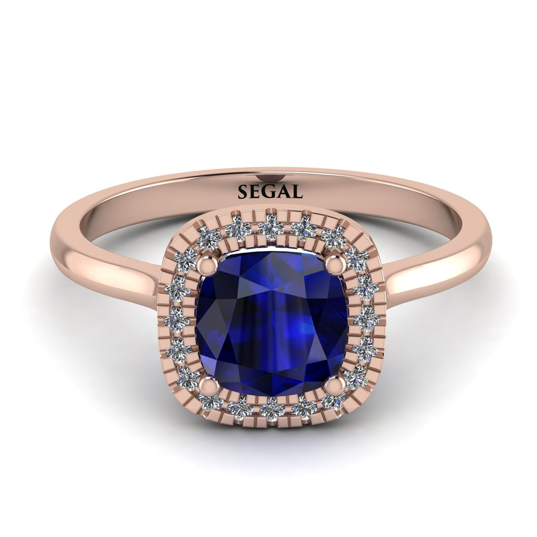 Vintage Classic Halo Cushion Sapphire Ring - Skylar No. 14