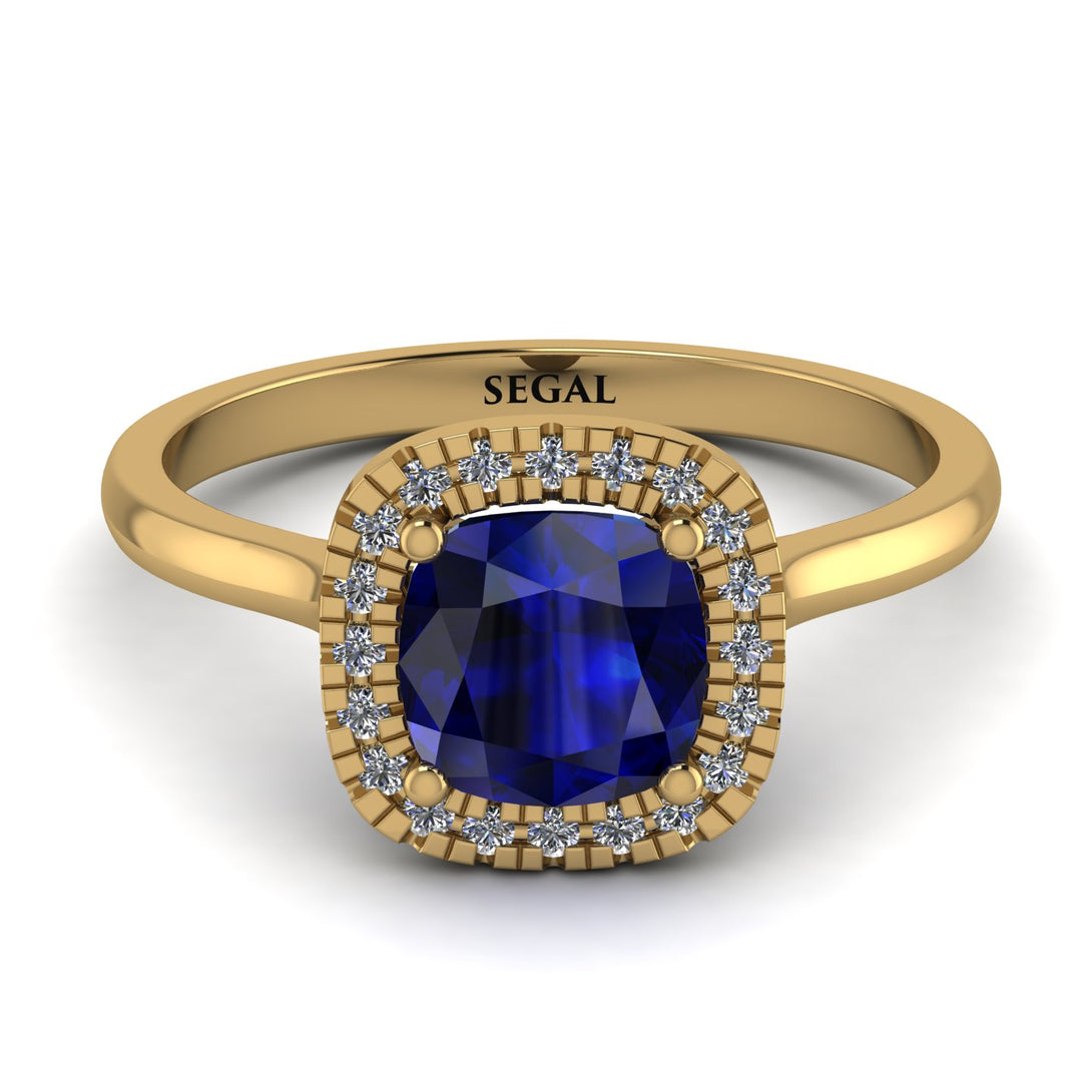 Vintage Classic Halo Cushion Sapphire Ring - Skylar No. 13