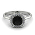 Vintage Classic Halo Cushion Black Diamond Ring - Skylar No. 9
