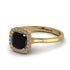 Vintage Classic Halo Cushion Black Diamond Ring - Skylar No. 7