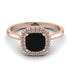 Vintage Classic Halo Cushion Black Diamond Ring - Skylar No. 8