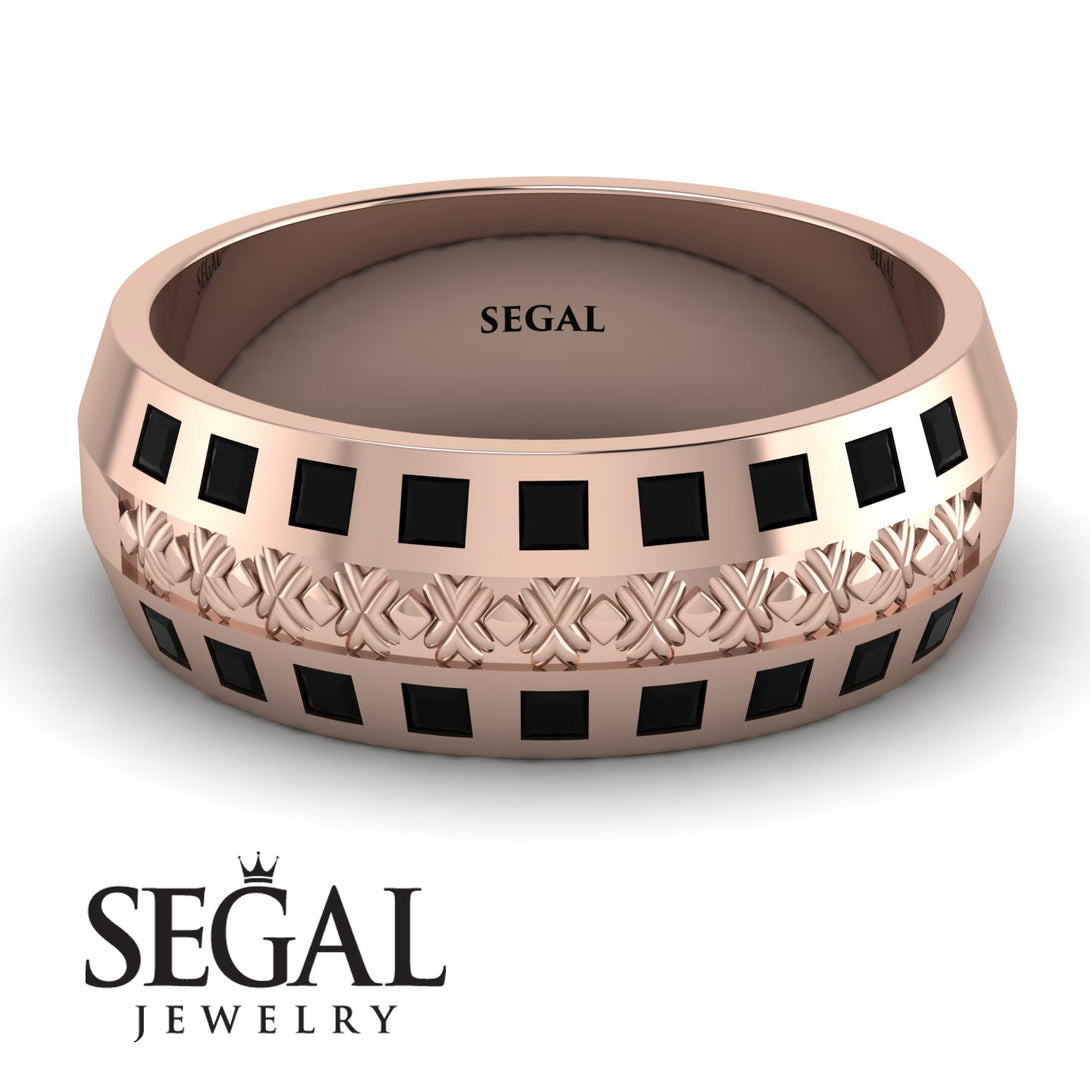 Vintage Princess Black Diamond Wedding Band - Daniel No. 5