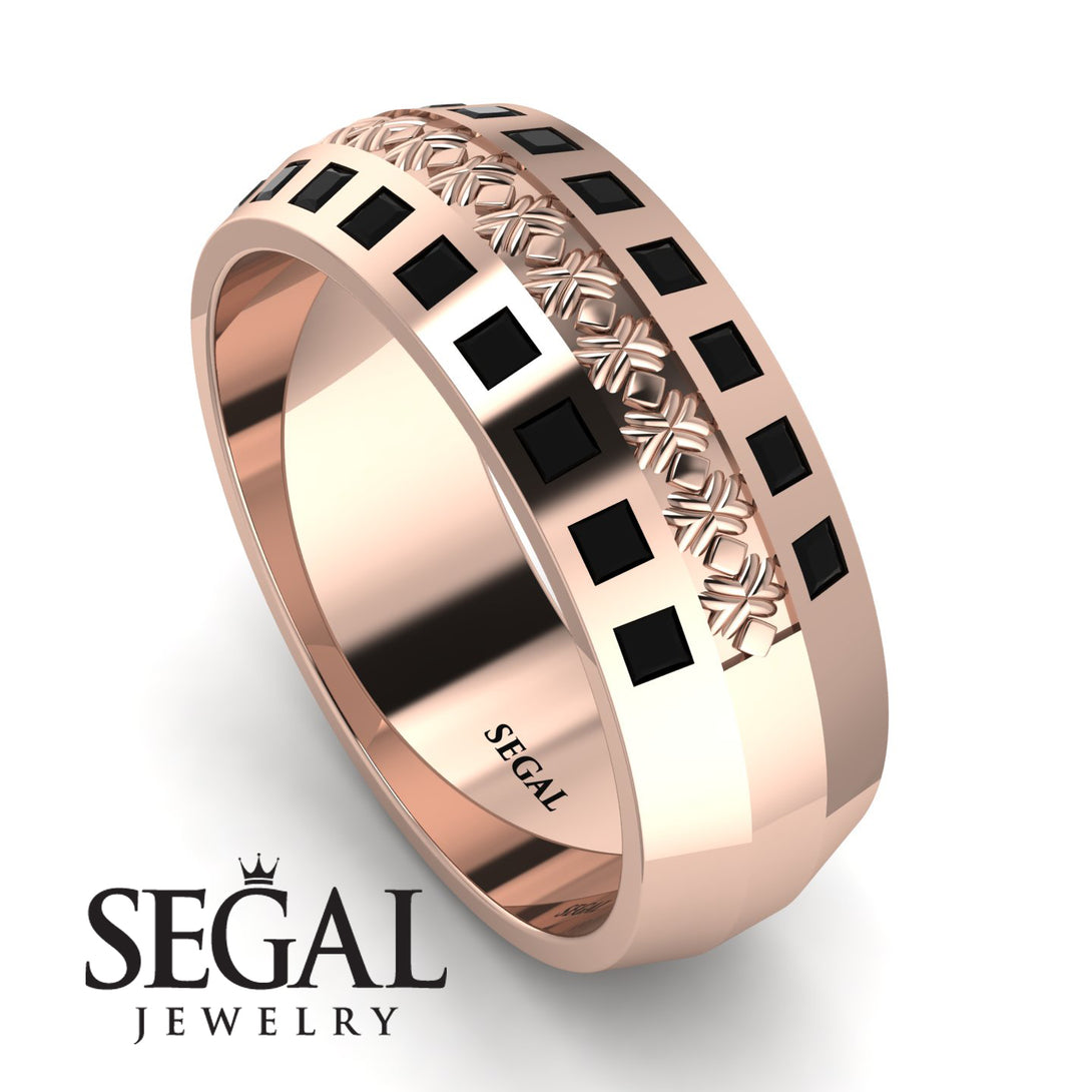 Vintage Princess Black Diamond Wedding Band - Daniel No. 5