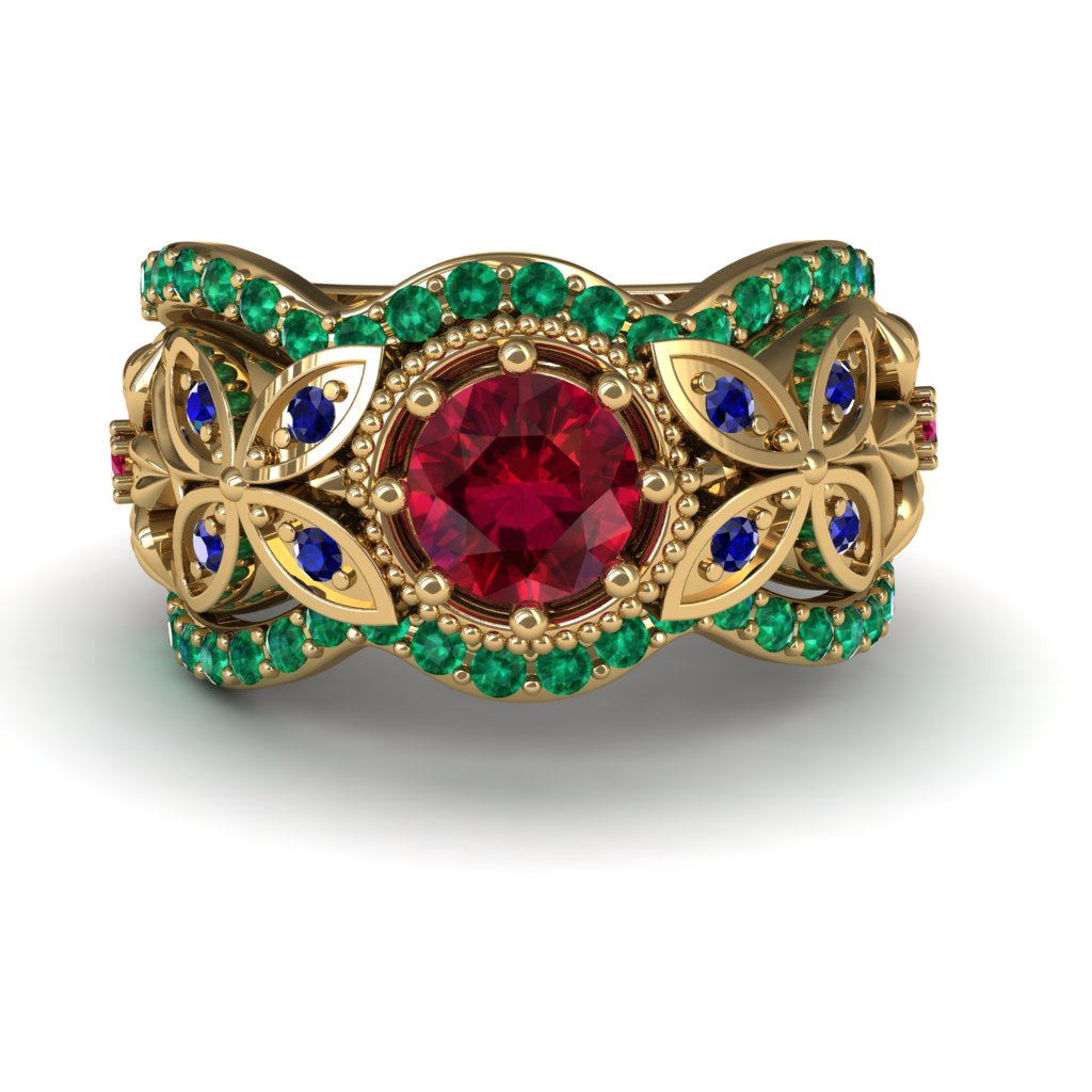 Mounted Circle Rounds Bridal Set Diamond Ring- Vivian no. 4