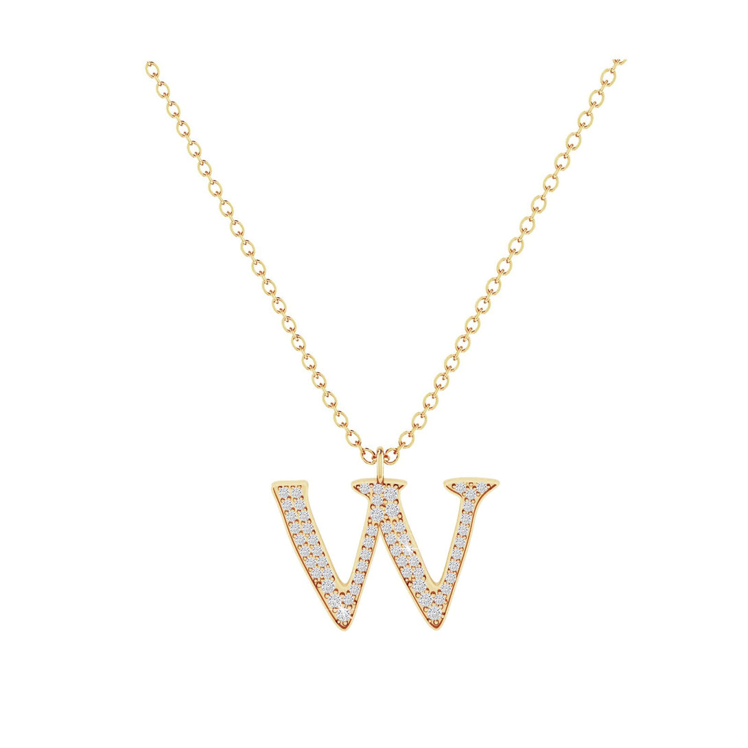 W - Letter Name Necklace Initial Necklace