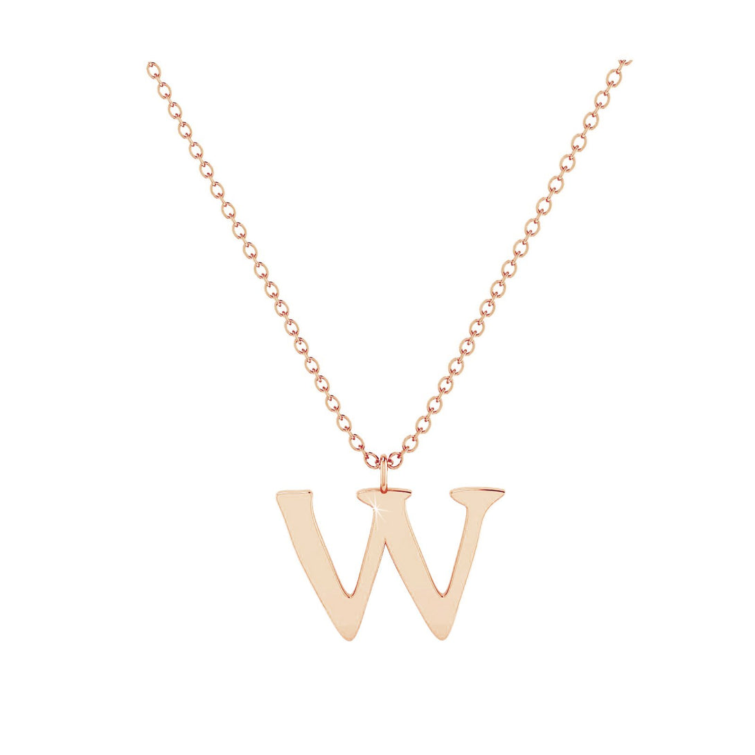 W - Letter Name Necklace Initial Necklace