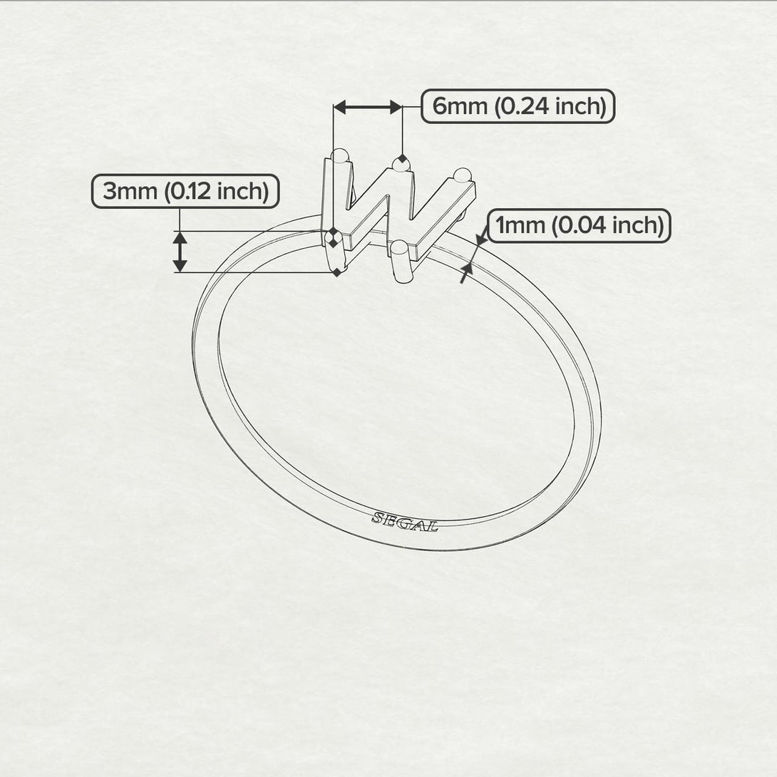 W Letter - Initial White Gold Diamond Ring
