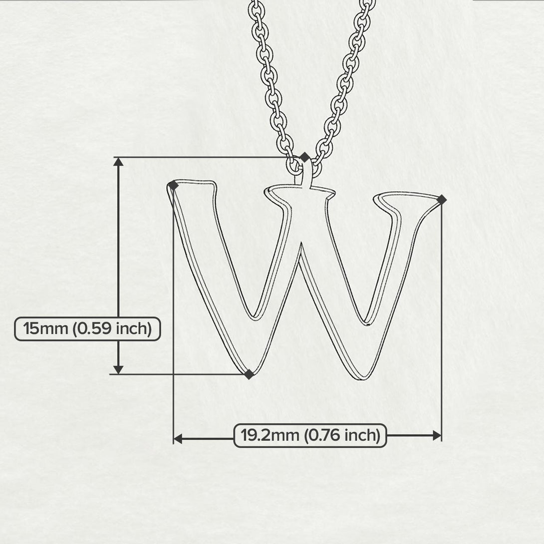 W - Letter Name Necklace Initial Necklace