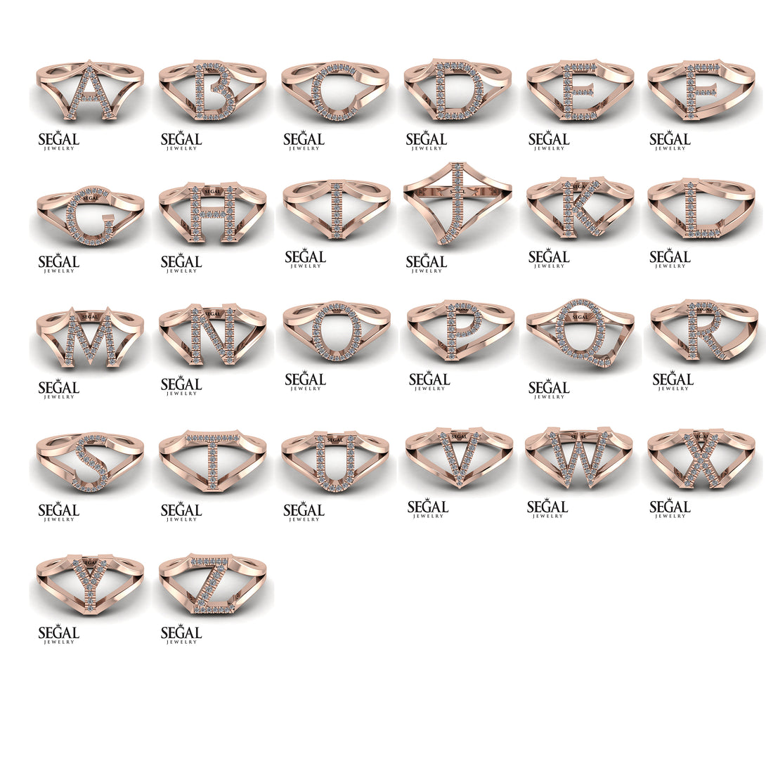 White Diamond Initial S Ring