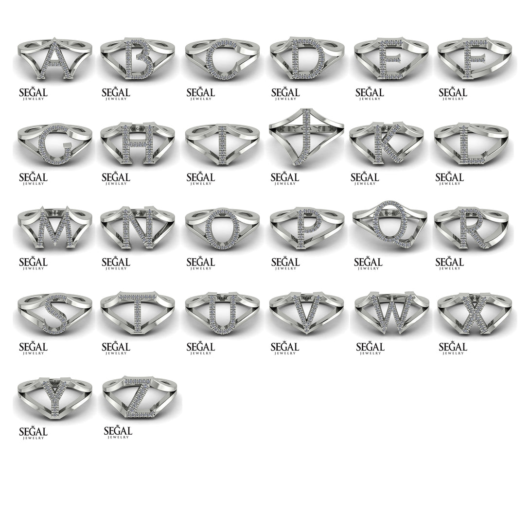White Diamond Initial I Ring