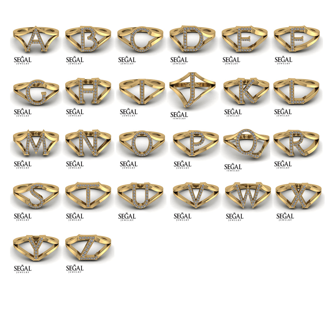 White Diamond Initial N Ring